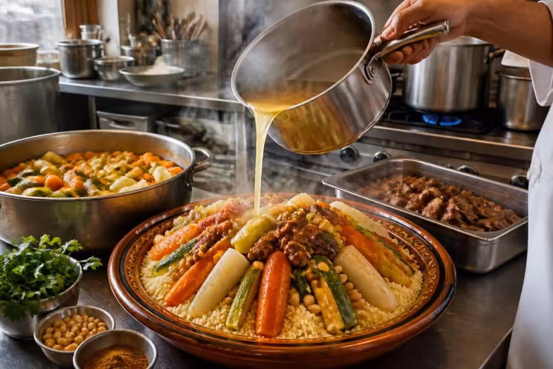 découvrez la méthode des traiteurs pour réchauffer un couscous parfaitement, étape par étape, et savourez un plat chaud et délicieux comme au restaurant.