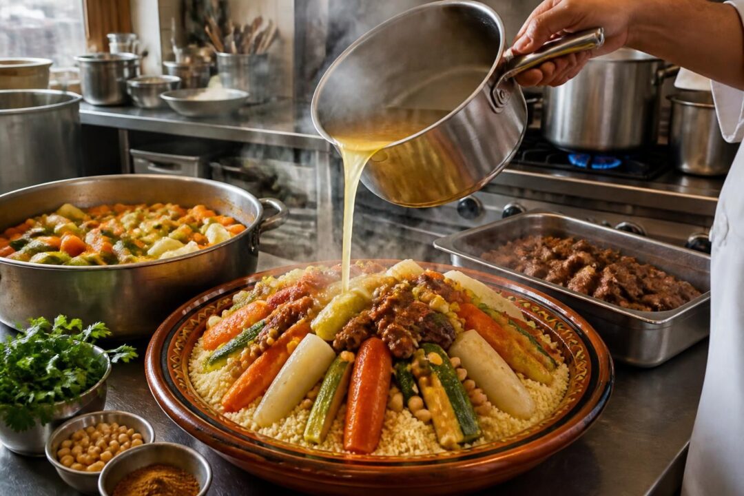 découvrez la méthode des traiteurs pour réchauffer un couscous parfaitement, étape par étape, et savourez un plat chaud et délicieux comme au restaurant.